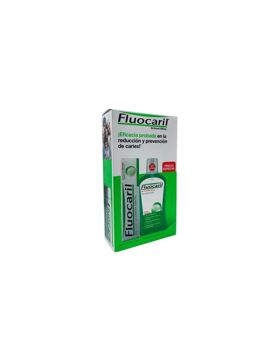 Fluocaril Pack Bi-fluore 250 mg Menta 125ml + Enjuague Bucal Menta 500ml