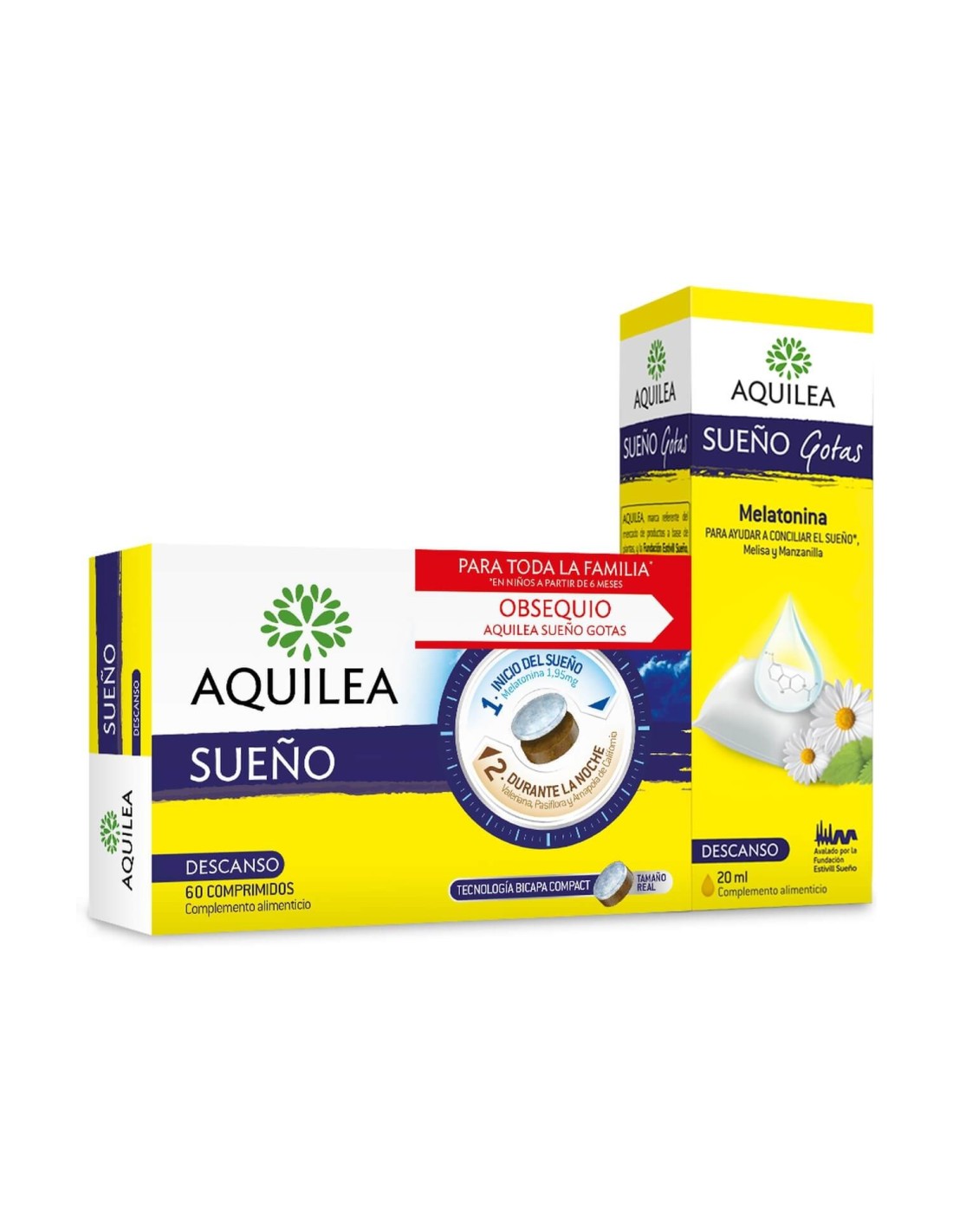 Aquilea Sueño Pack  60 Comprimidos + Aquilea Gotas 20 ml De Regalo