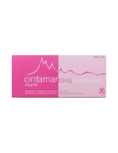 Cinfamar Infantil 25mg 10 Comprimidos