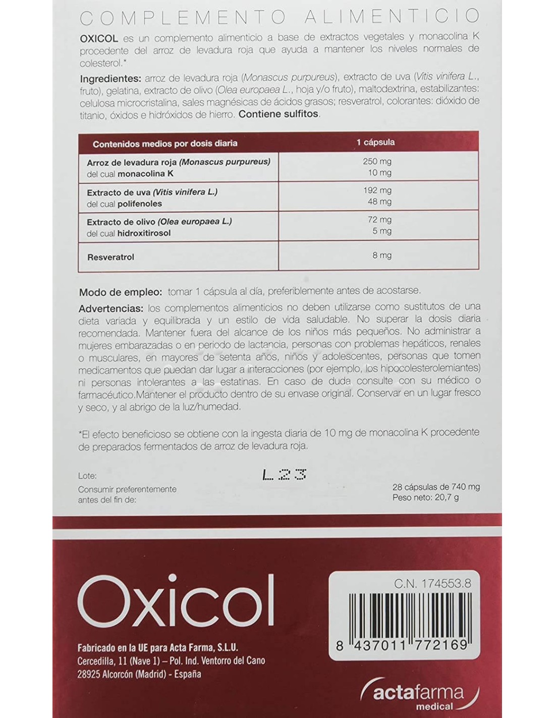 Oxicol 28 Cápsulas