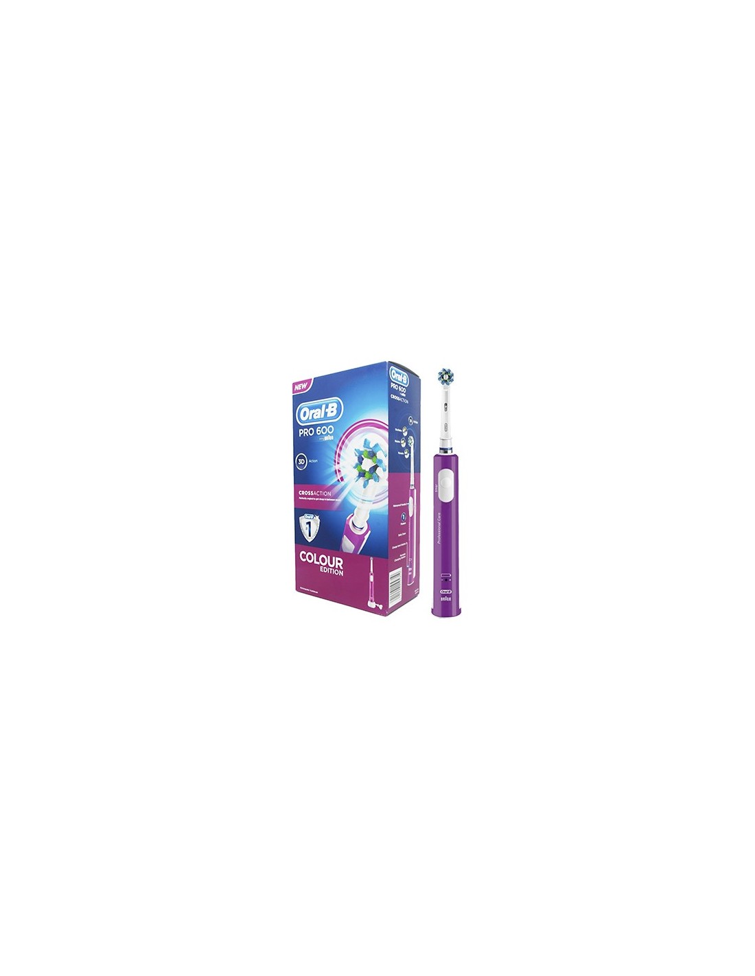 NEW Oral-B 600 Purple Power Pro 3D Cross Action Toothbrush Women Limited Edition 1ud